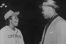 Toni Stone meeting boxing great Joe Louis.